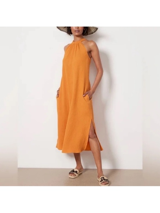 Evereve Dresses & Skirts - Evereve Asher gauzy Midi Dress in Tangerine Orange XS